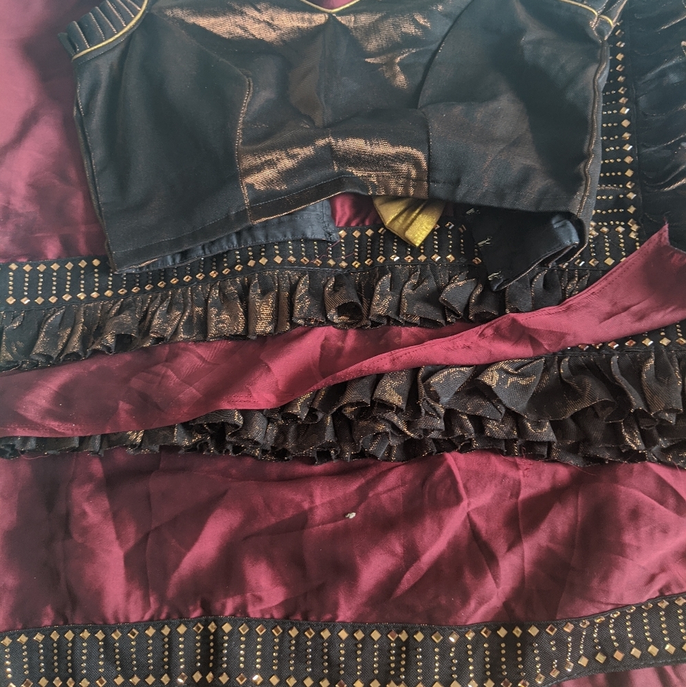 COPY - Pure chiffon party wear Ruffle saree with designer blouse